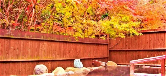 秋の絶景を楽しむもみじ風呂