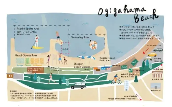 田辺扇ヶ浜海水浴場のビーチマップ