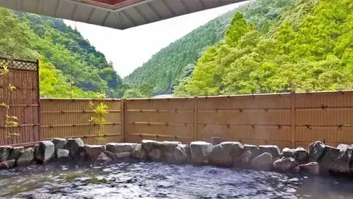 龍神温泉 元湯から眺める山並の風景