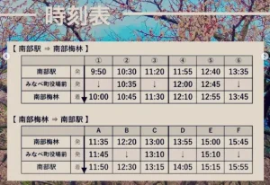南部駅から南部梅林への臨時バス時刻表
